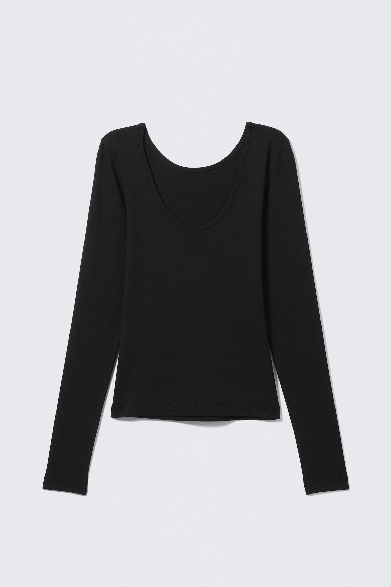 Deep Back Long-Sleeved Top - Black/White/Grey - 3