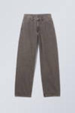 Clay Grey - Grey - Rail Mid Rise Loose Wide Leg Jeans - 0