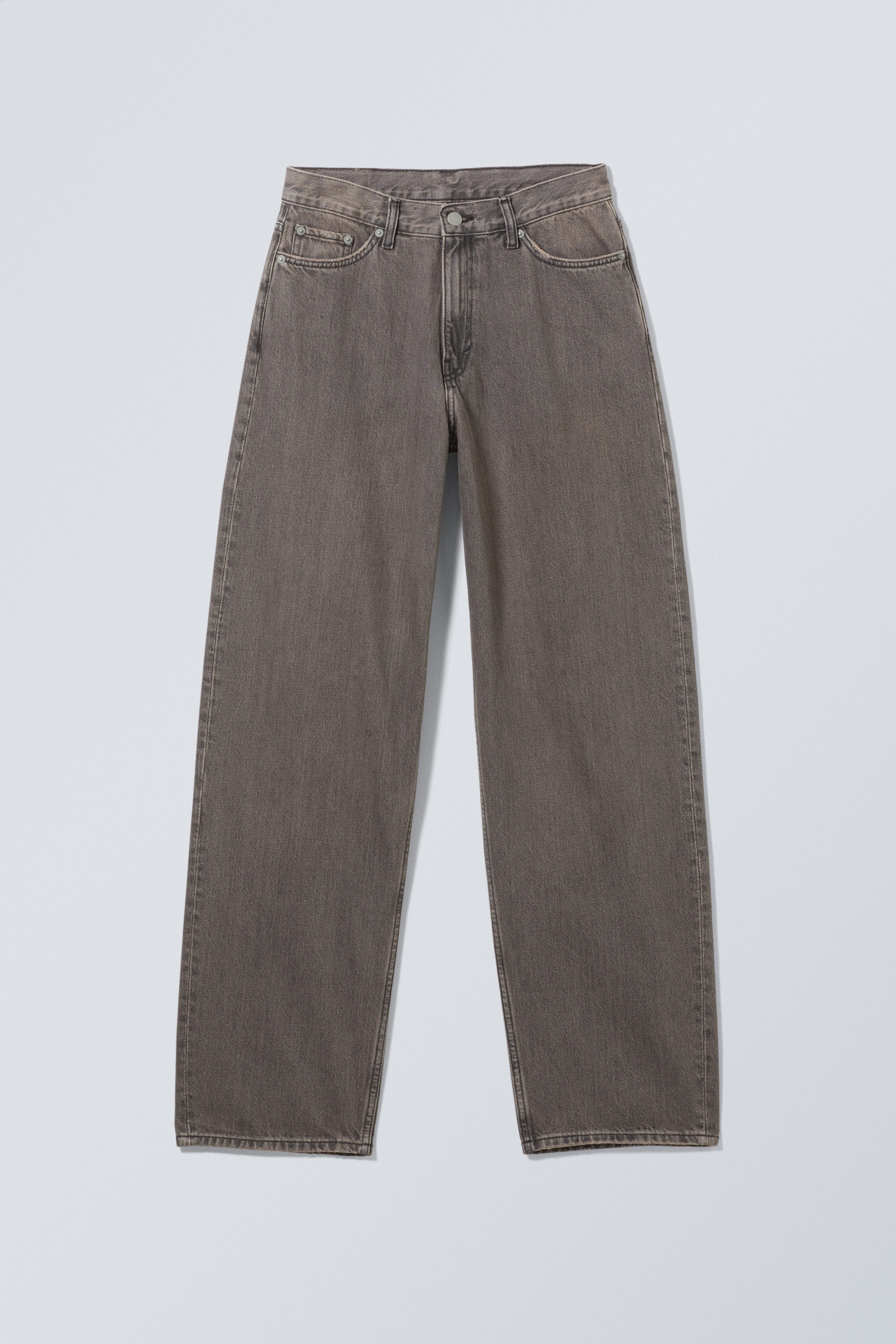 Clay Grey - Grau - Rail Mid Waist Loose Wide Jeans - 0
