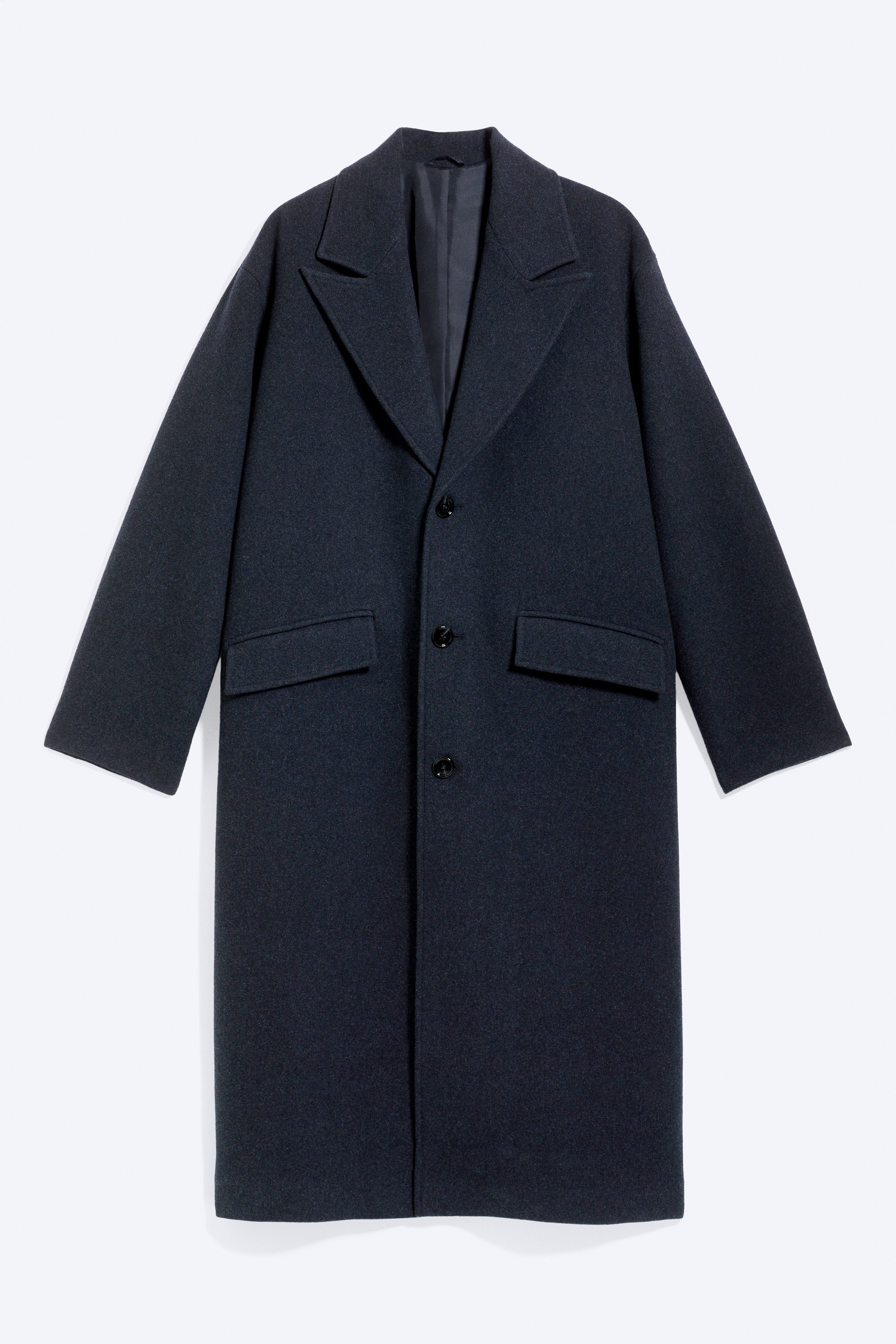 Cappotto oversize in misto lana - Blu scuro mélange/Nero/Grigio scuro mélange