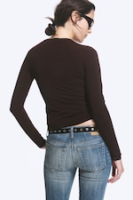 Dark Brown - Slim Fitted Long Sleeve - 2