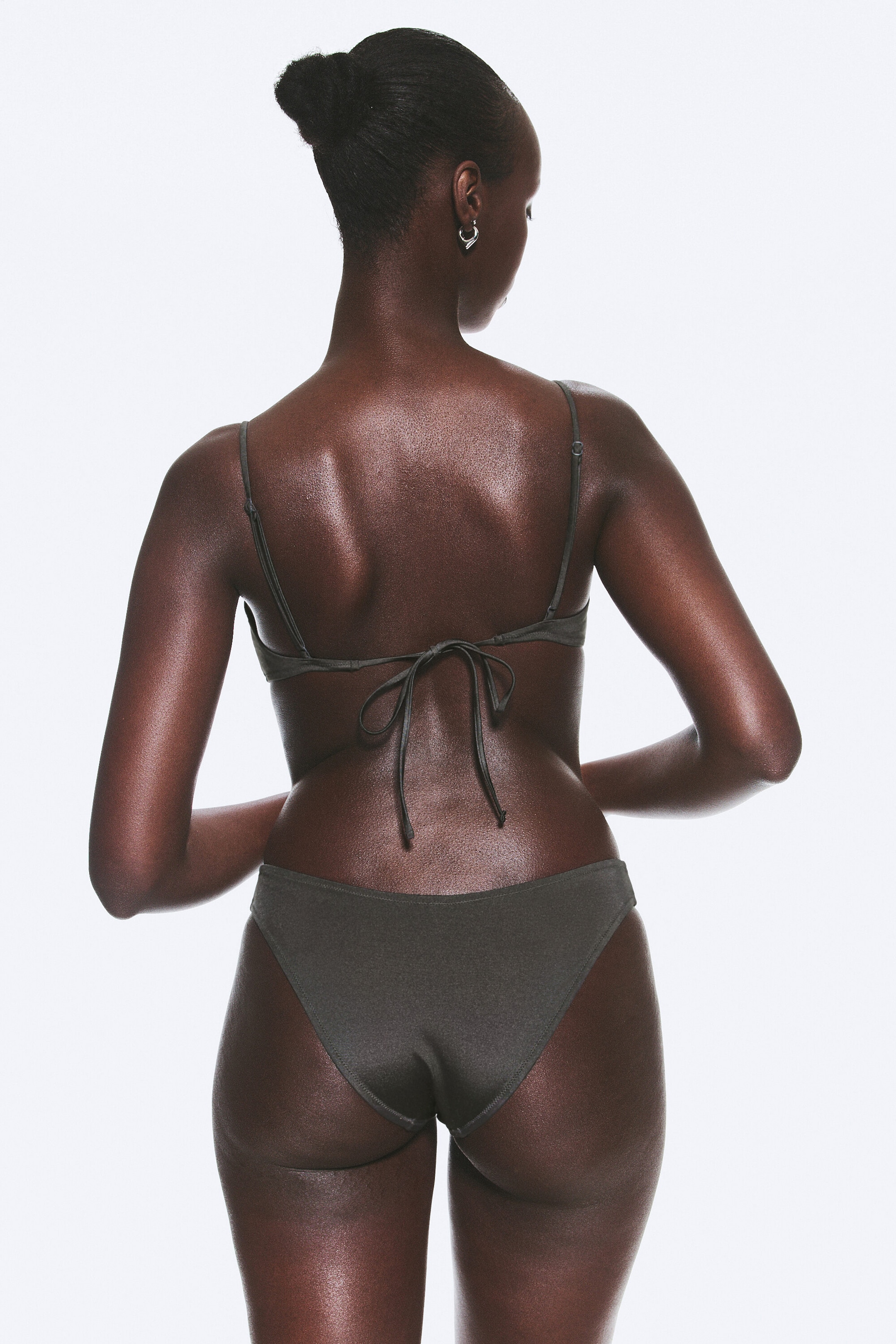 Dark Grey - Shimmer - Scoop Bikini Bottoms - 2