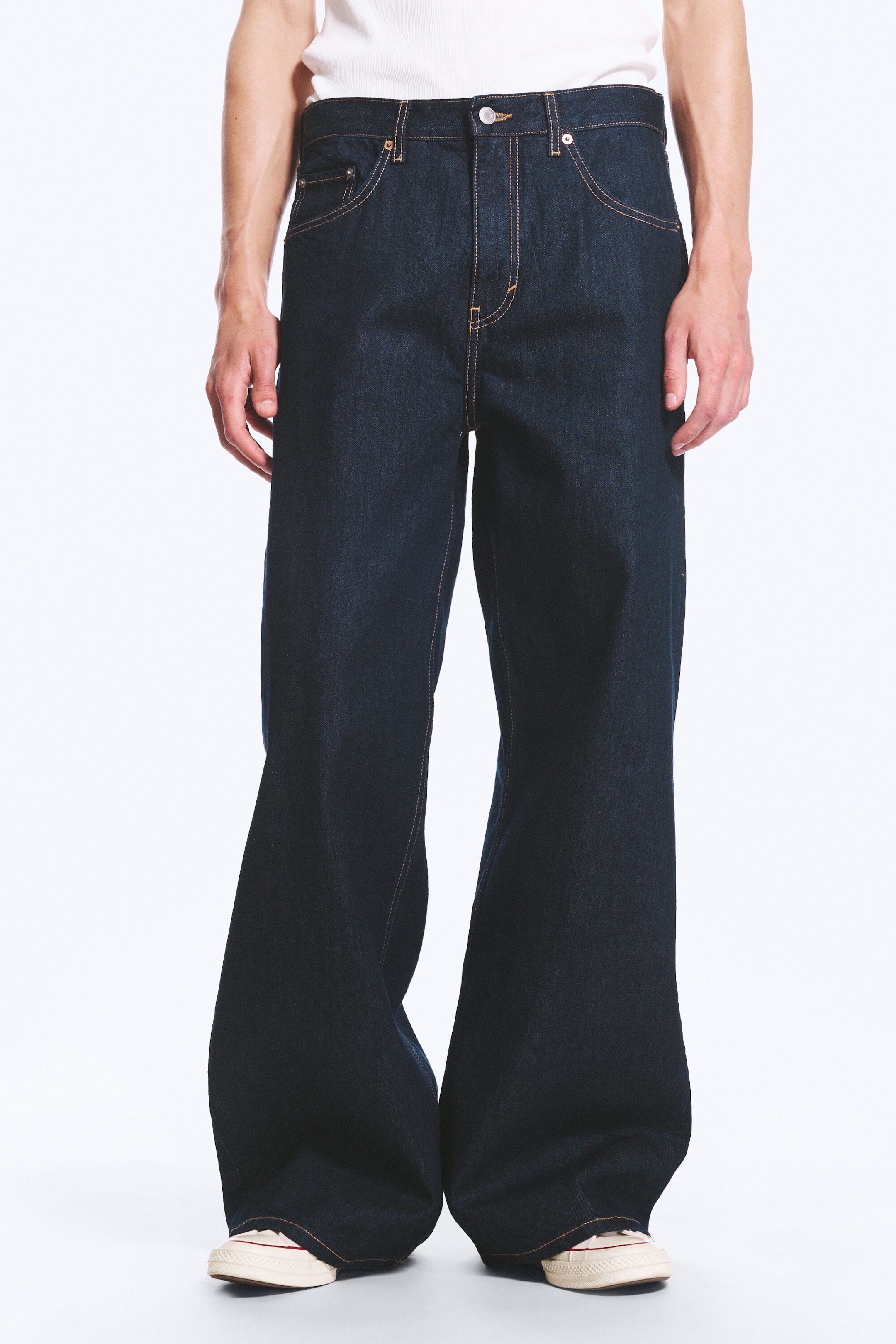 Blue Rinse - Dark Blue - Solar Loose Wide Unisex Jeans - 2