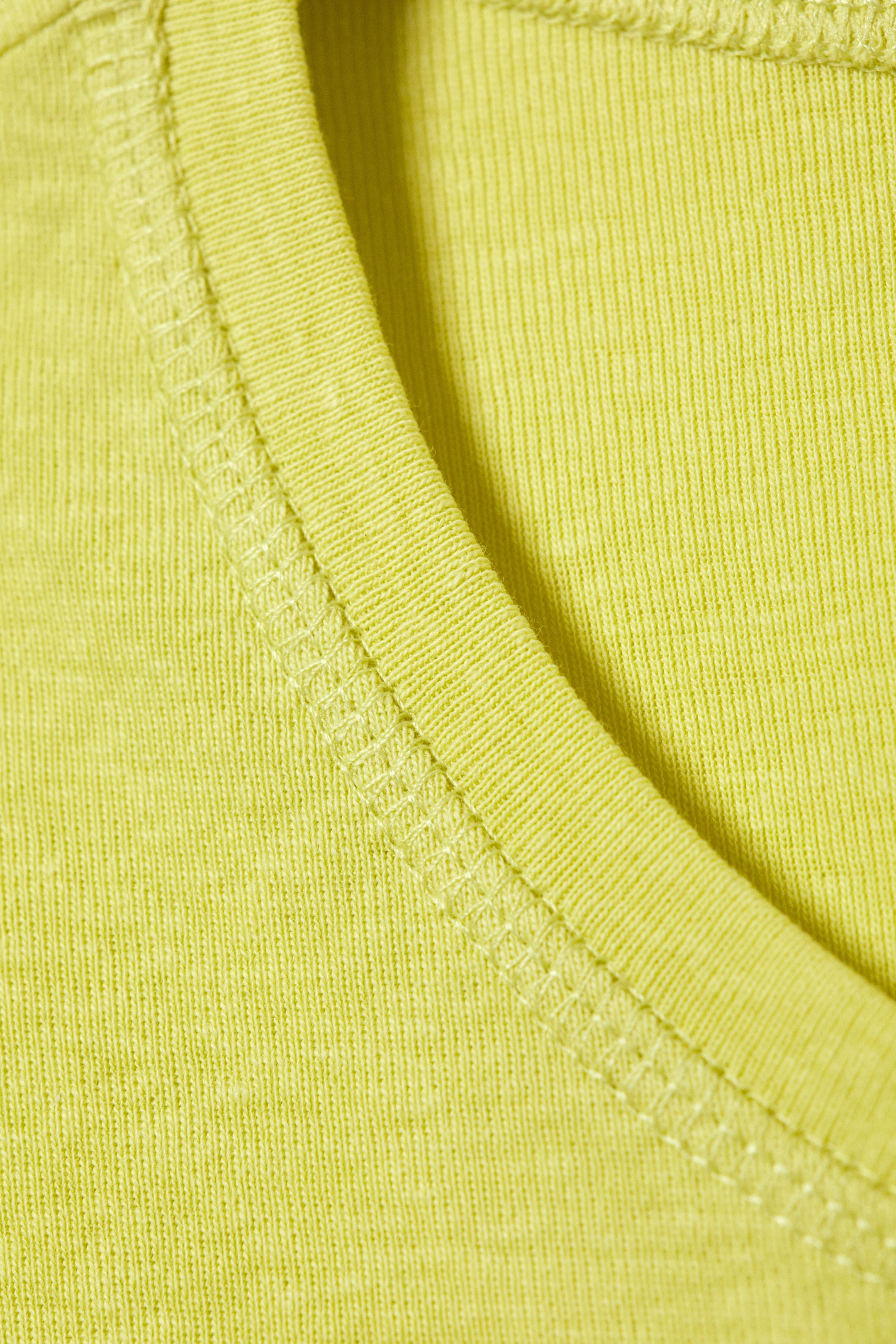 Lichtgeel - Cropped geribbeld katoenen T-shirt met print - 2