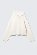 White - Knitted Drawstring Hoodie - 4