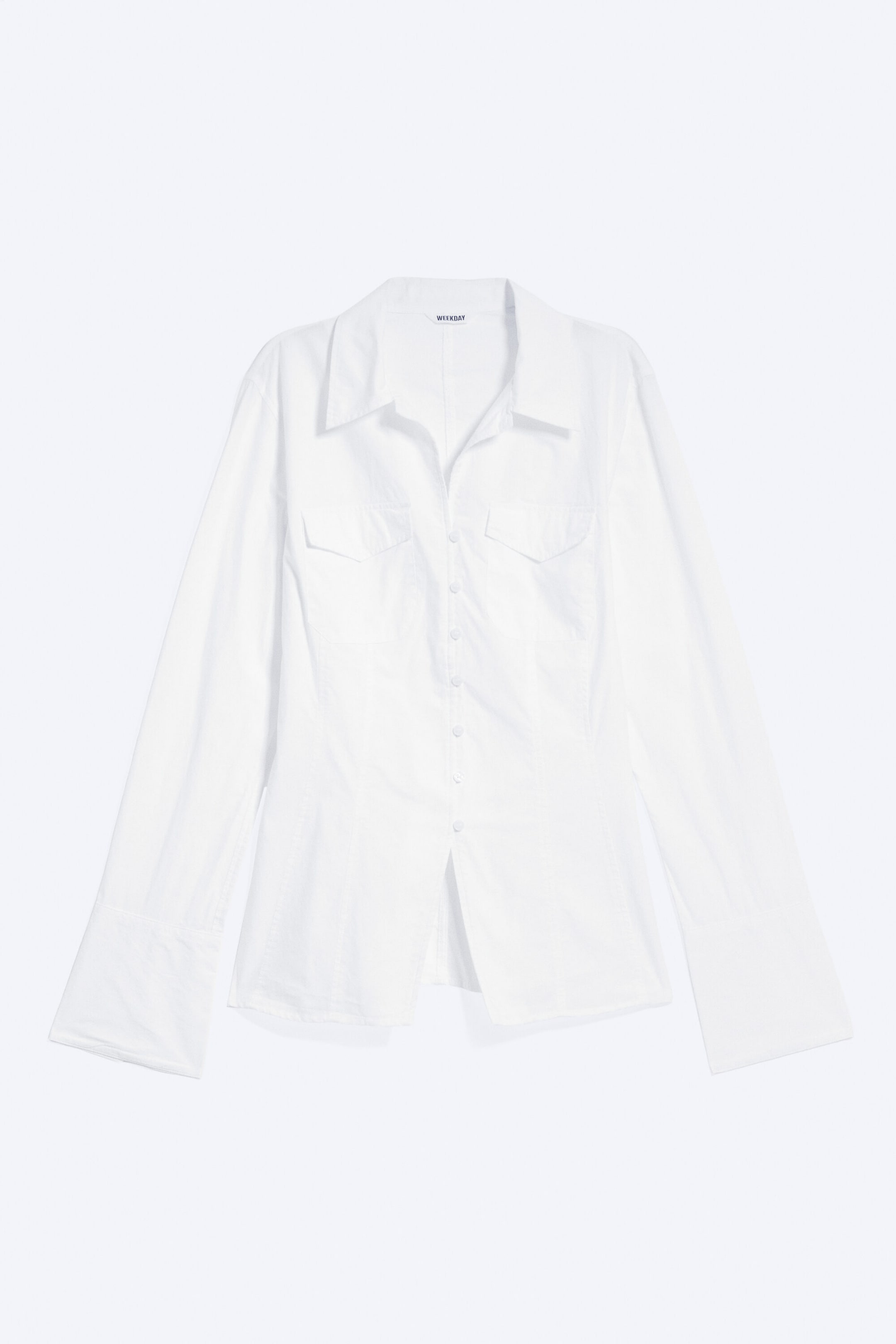 White - A-line flared cuff buttoned shirt - 1