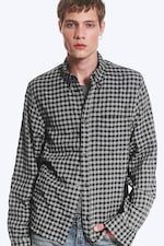 Checked Black/Grey - Structured Long-Sleeved Buttoned Shirt - 2