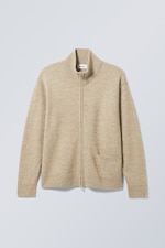 Dunkelbeige - Strickjacke Mattias mit regulärer Passform - 0