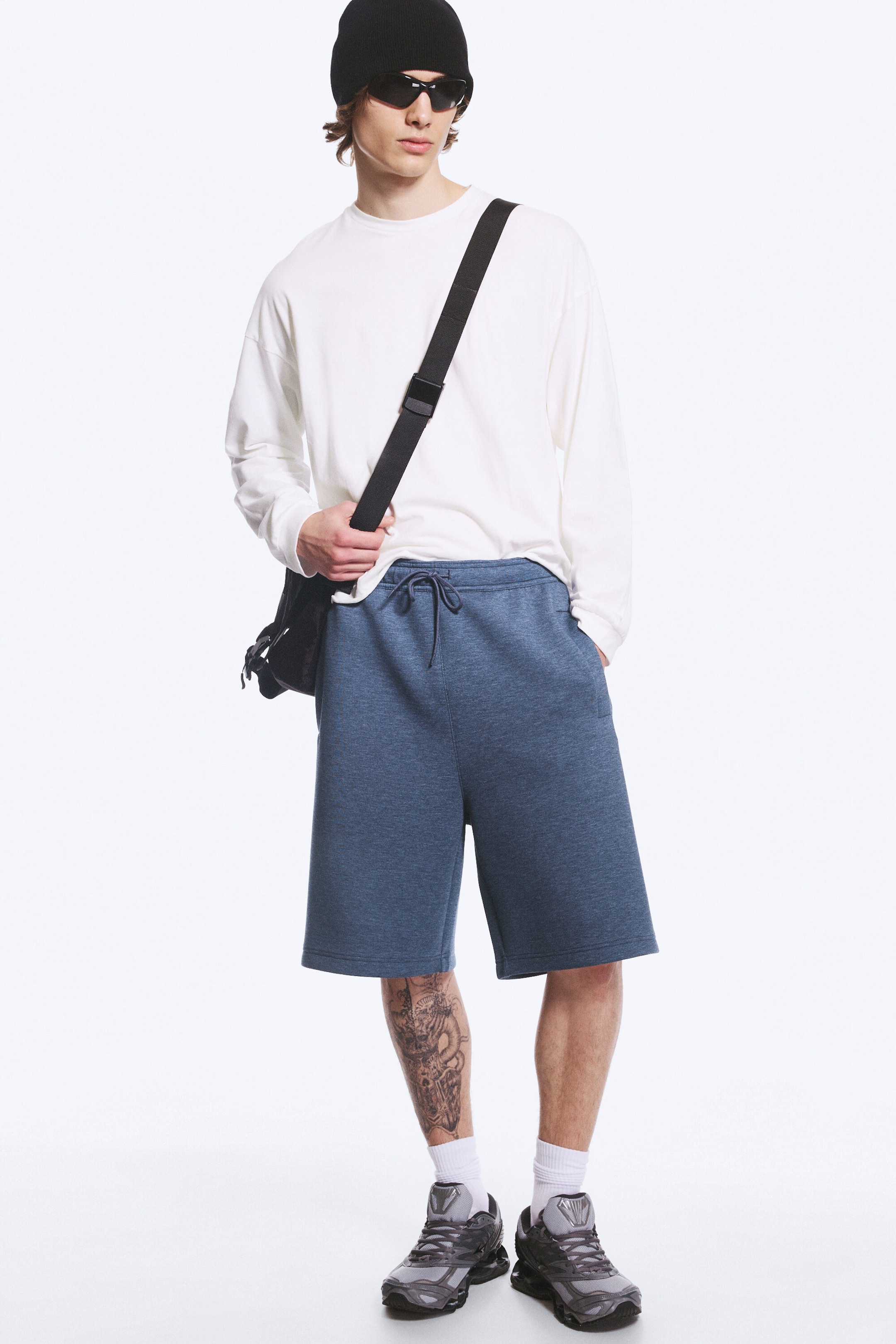 Dark Blue - Loose Fit Scuba Shorts - 2