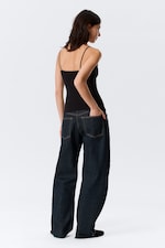 Black - Fitted Strappy Scoop Neck Singlet - 2