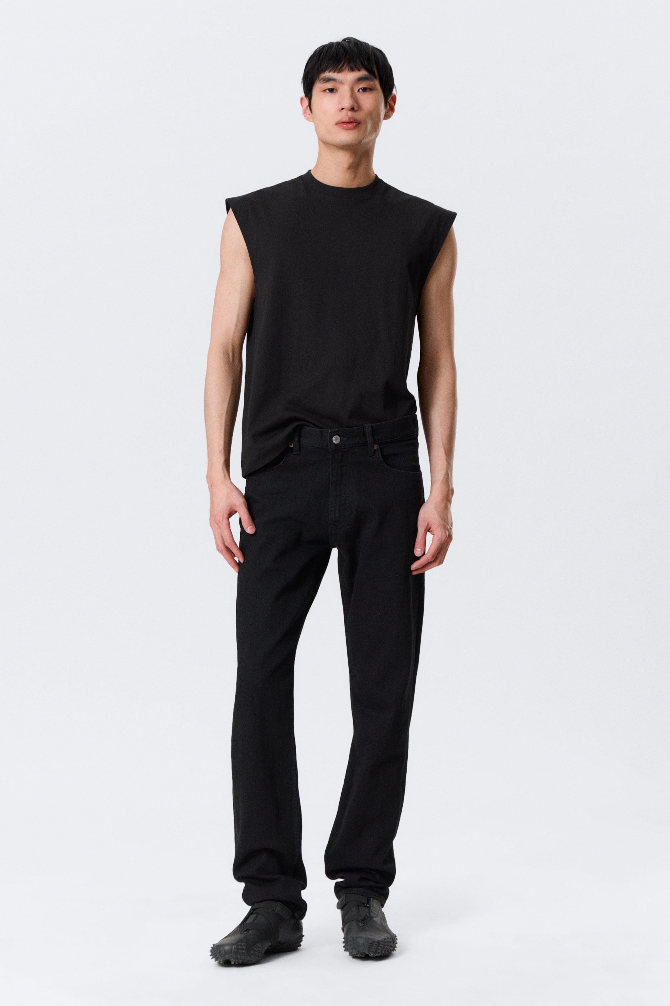 Black Rinse - Black - Orion Mid Rise Slim Fit Straight Leg Jeans - 1