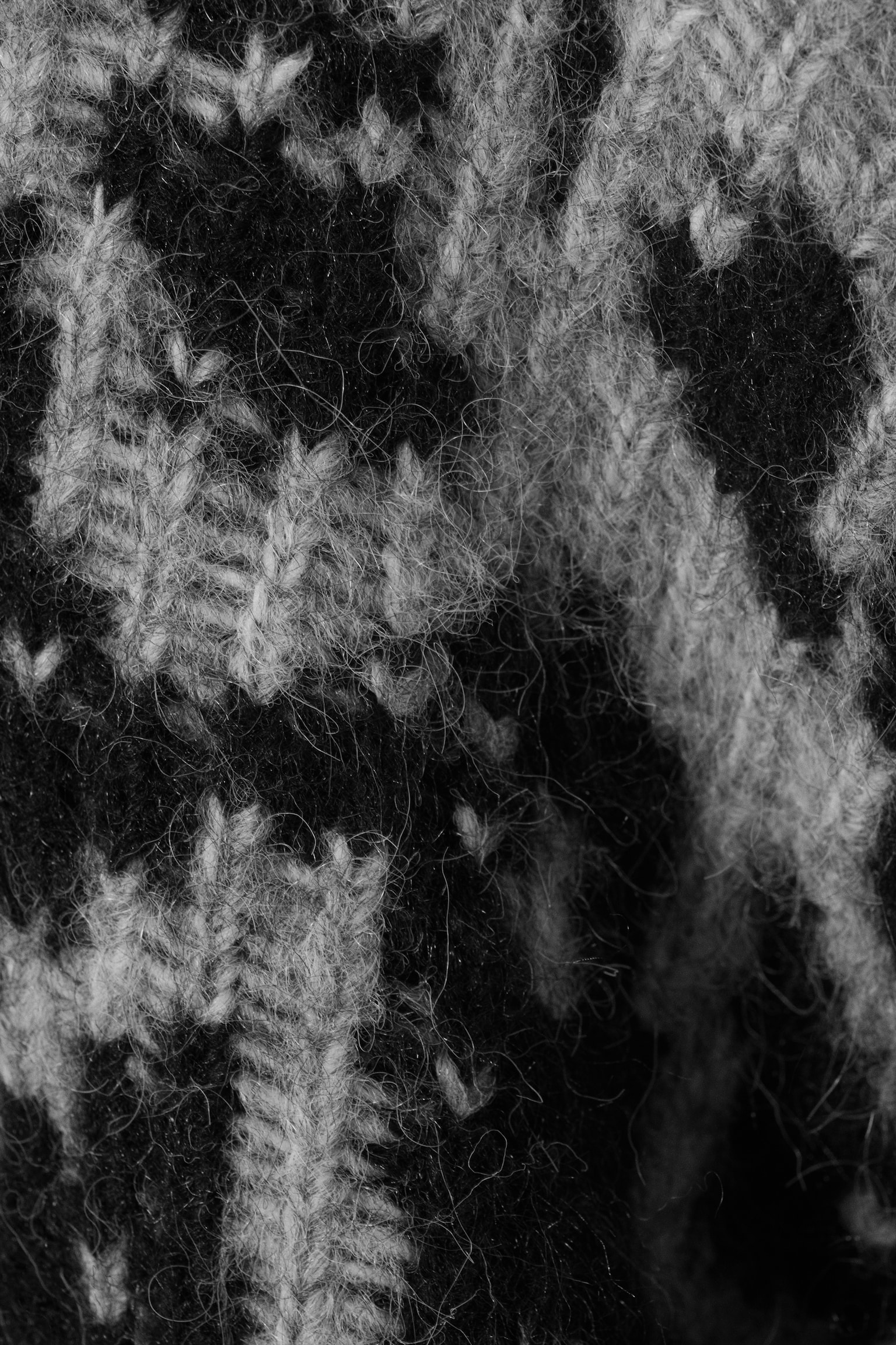 Oversized Fair Isle Knit Sweater - Dusty Black & Grey Haze - 5