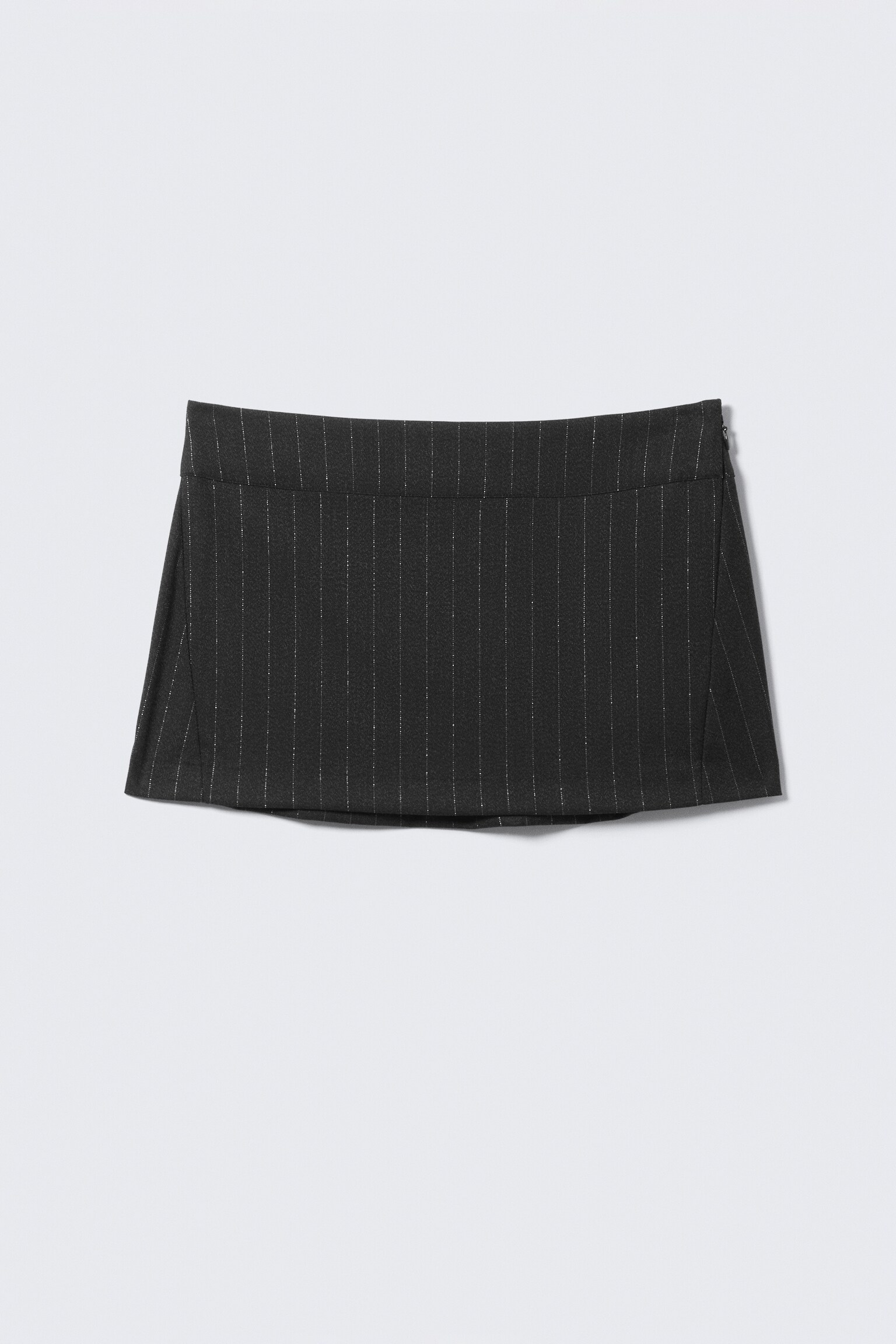 Low Rise Brushed Twill Mini Skirt - Dark Grey - Metallic Stripe/Brown Checked - 2