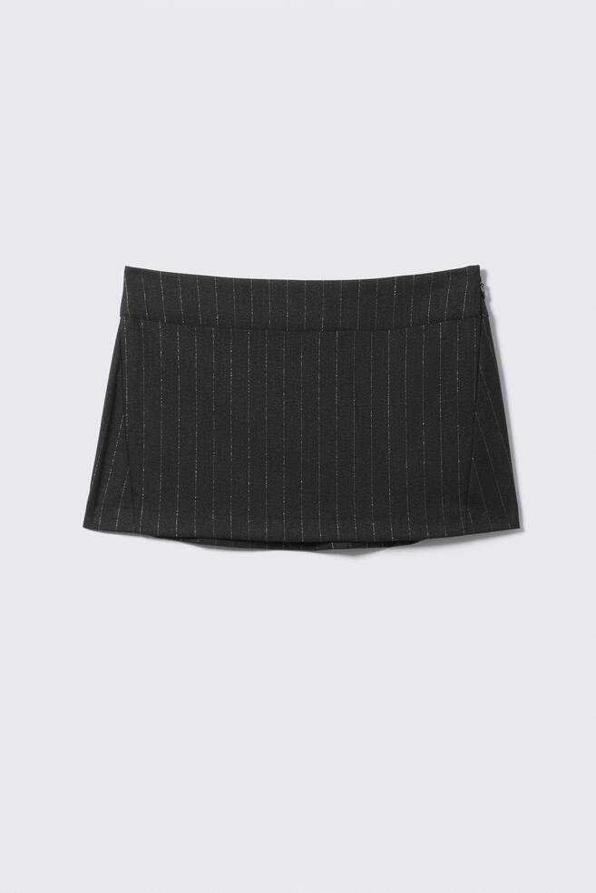 Low Rise Brushed Twill Mini Skirt - Dark Grey - Metallic Stripe - 1