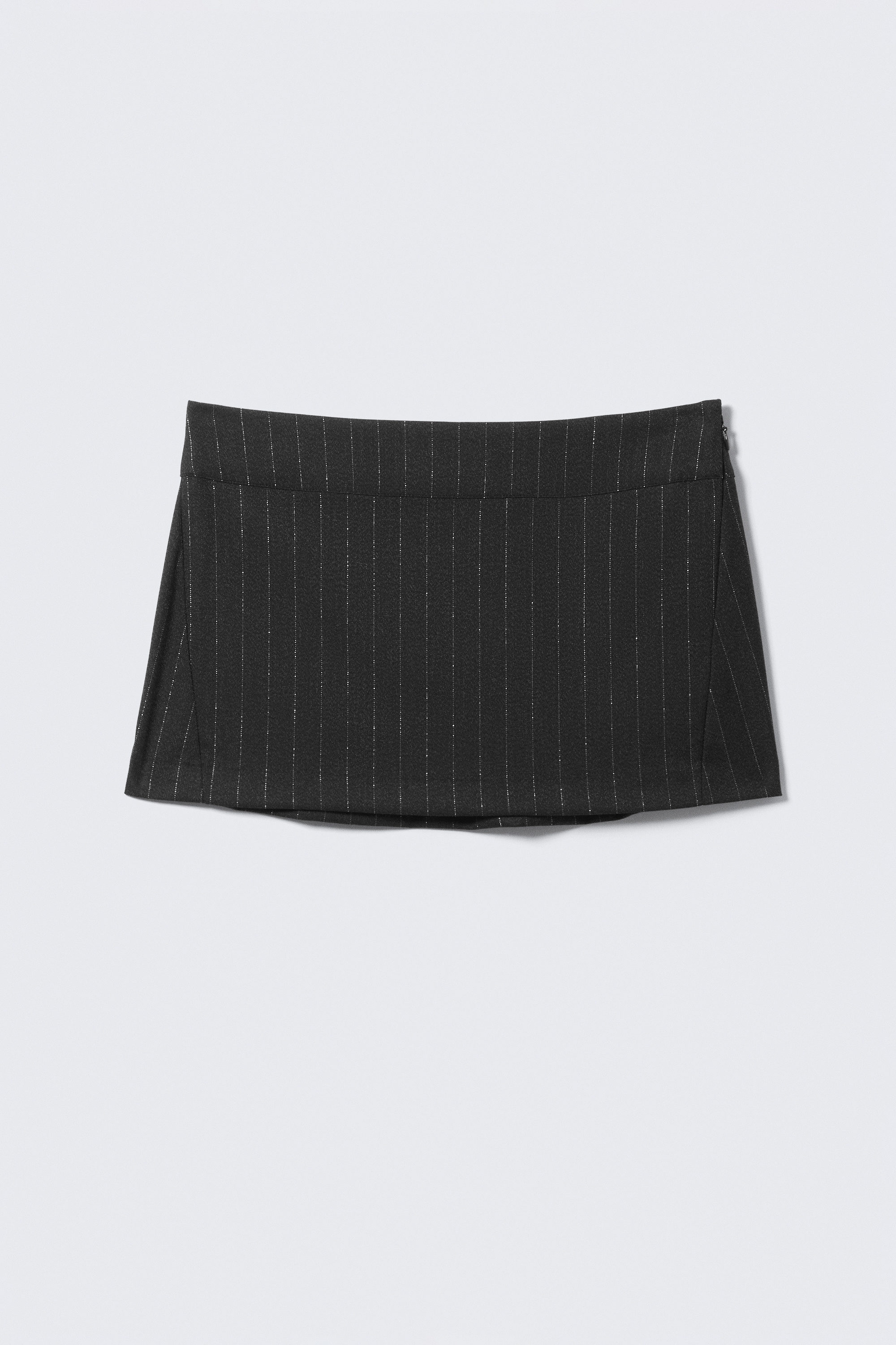 Dark Grey - Metallic Stripe - Low Rise Brushed Twill Mini Skirt - 3