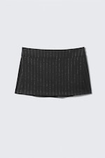 Dark Grey - Metallic Stripe - Low Rise Brushed Twill Mini Skirt - 3