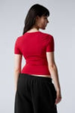 Red - Slim Fitted T-shirt - 2