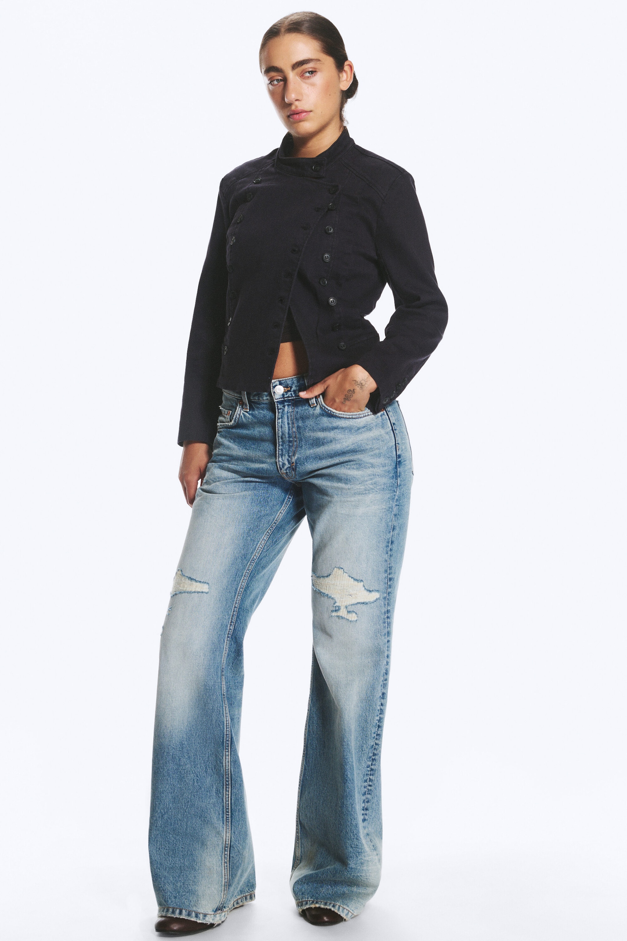 Sky Worn - Mittelblau - Helix Low Waist Regular Flared Jeans - 1