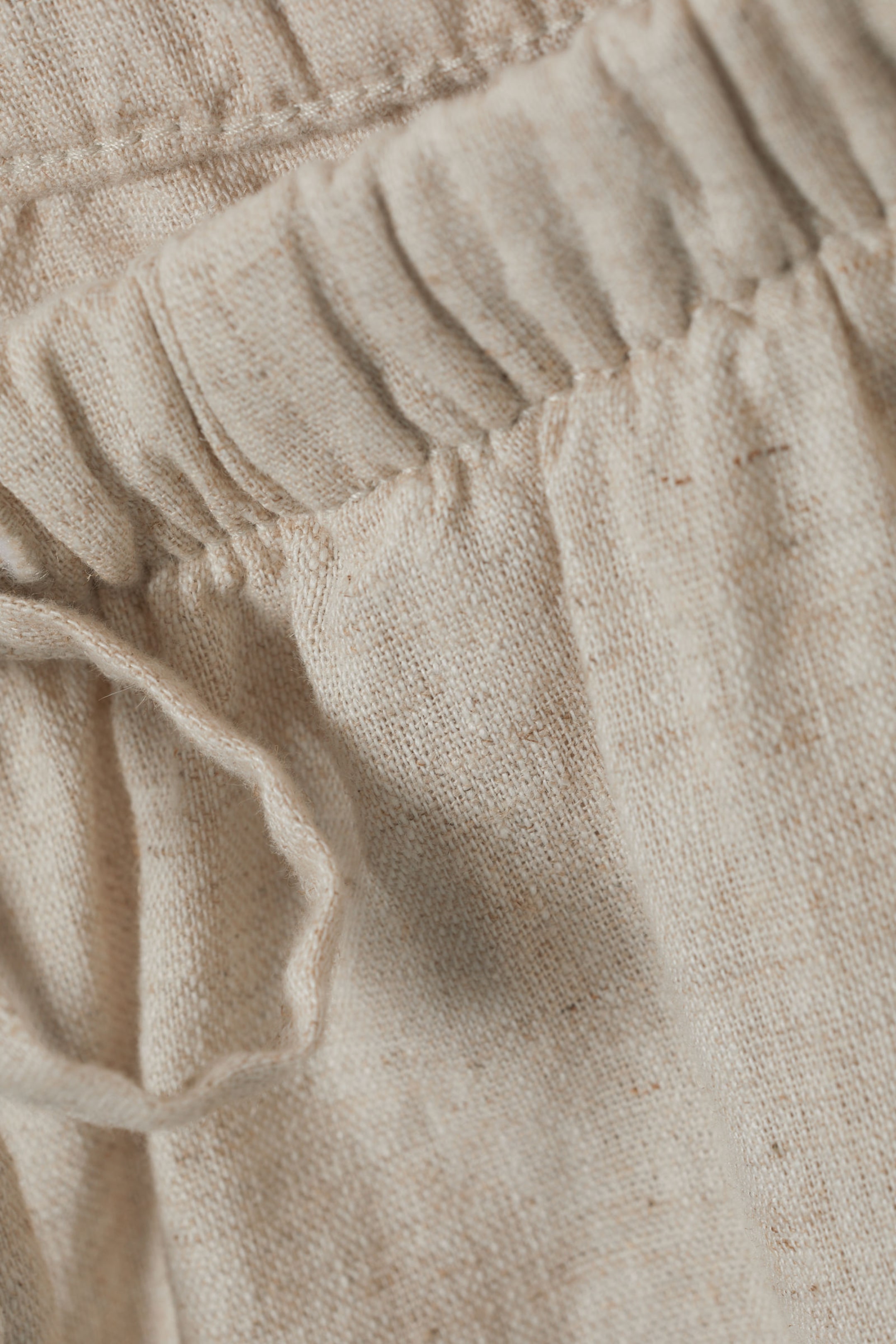 Ecru - Wide Pull-on Linen Blend Trousers - 6