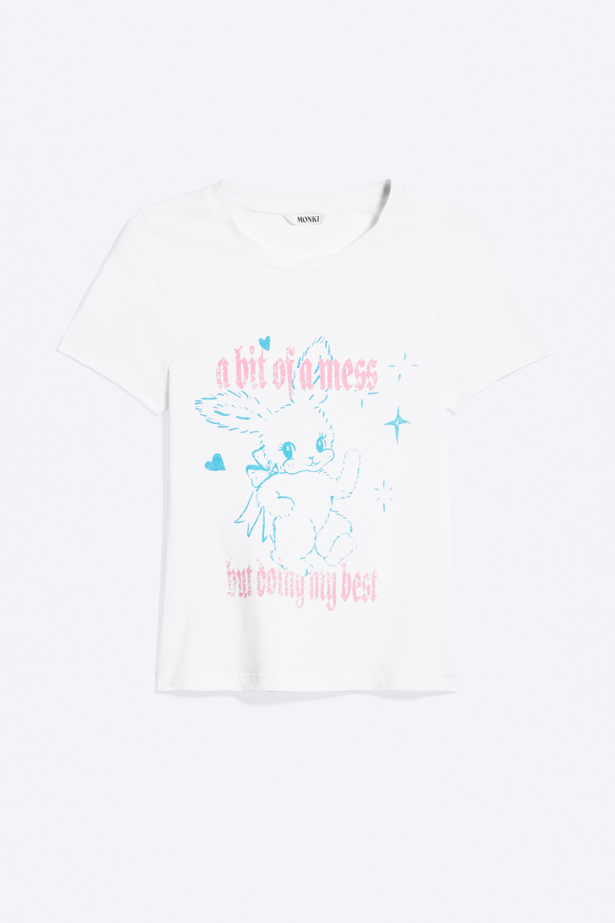 Tight grafisk mini-T-shirt - Vit - White Bunny/Svart - Bunny