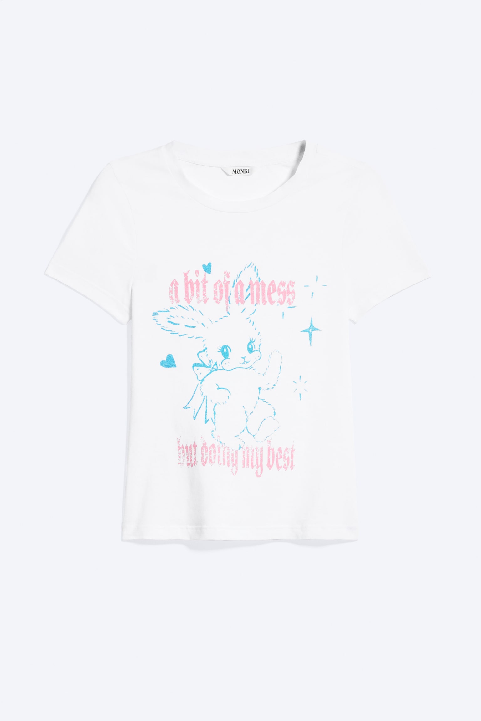 Tight grafisk mini-T-shirt - Vit - White Bunny/Svart - Bunny - 2