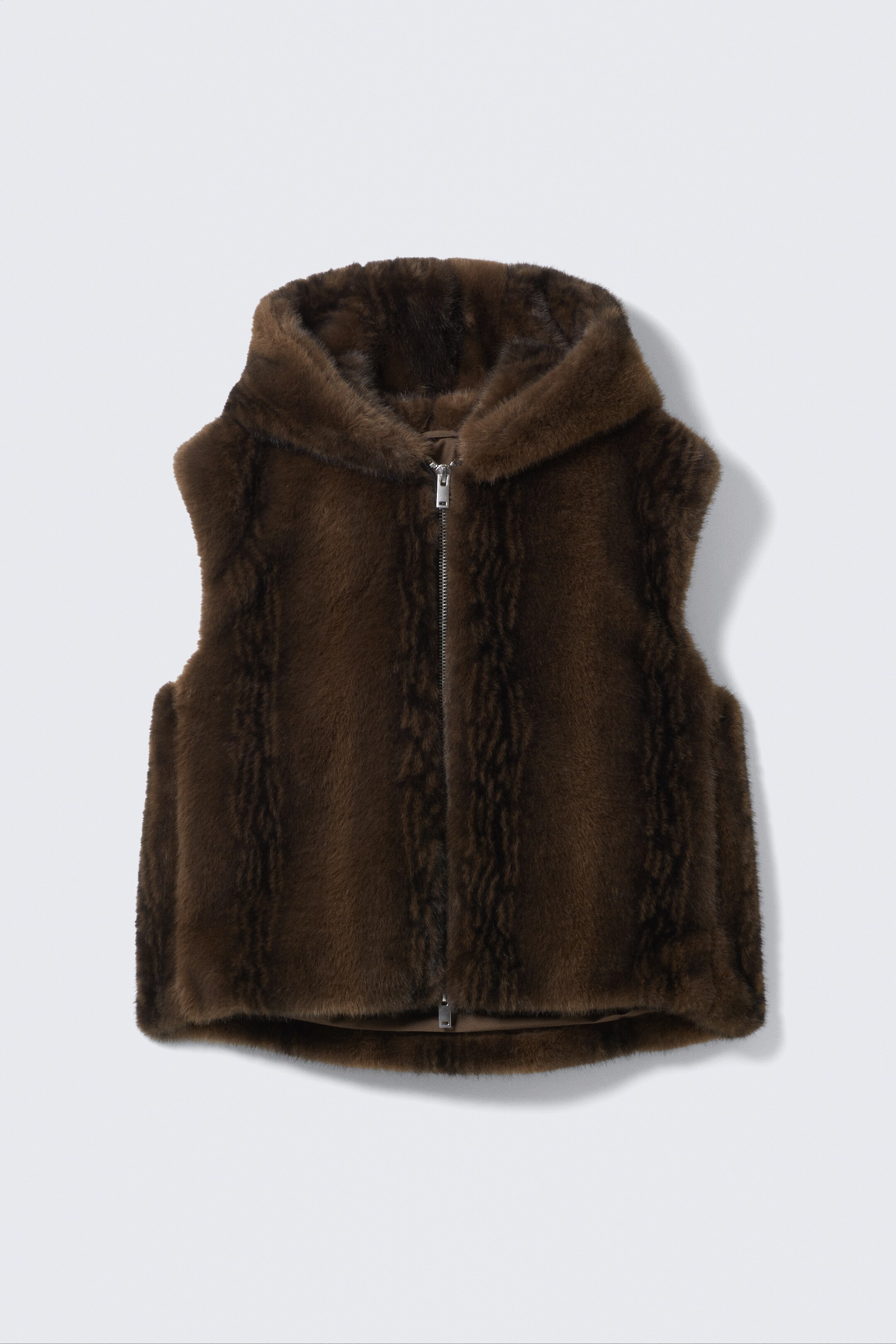 Grotere afbeelding bekijken: Faux Fur Hooded Zip Vest - Fuzzy Brown - DAMES | H&M BE 5