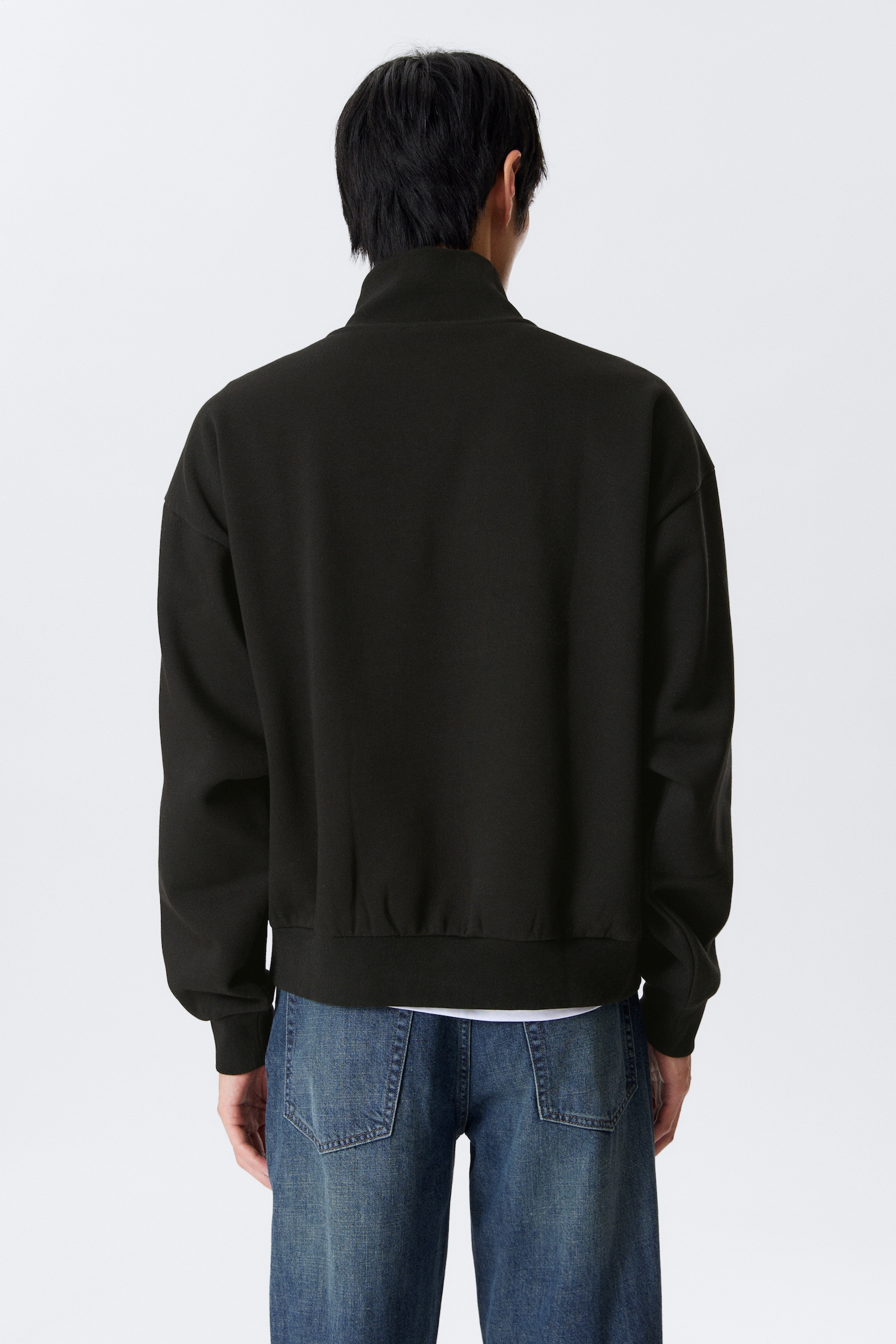 Loose Half Zip Sweatshirt - Black/Dark Red/Dark Navy Blue - 3