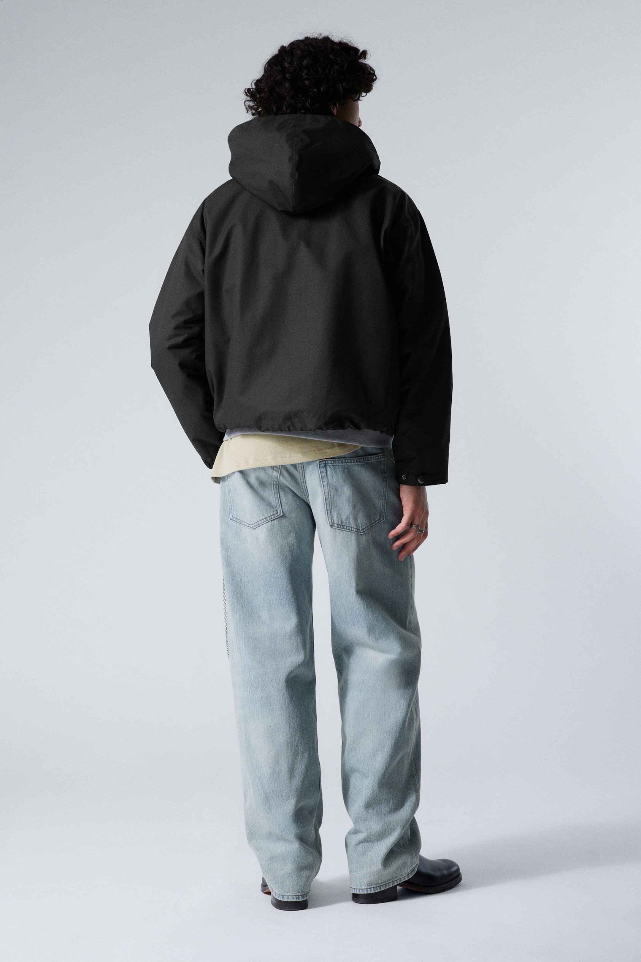 Black - Relaxed Fit Hooded Jacket - 2