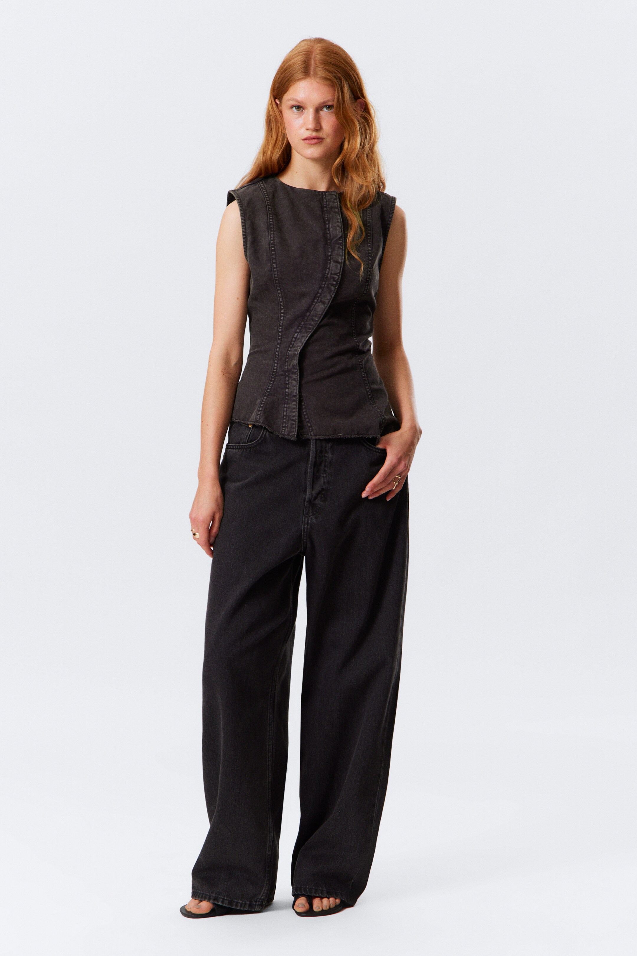 View larger image: Sleeveless Asymmetric Peplum Top - Washed Black - Ladies | H&M GB 3