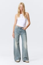 Perseus Blue - Medium Blue - Paz Mid Rise Wide Leg Jeans - 0
