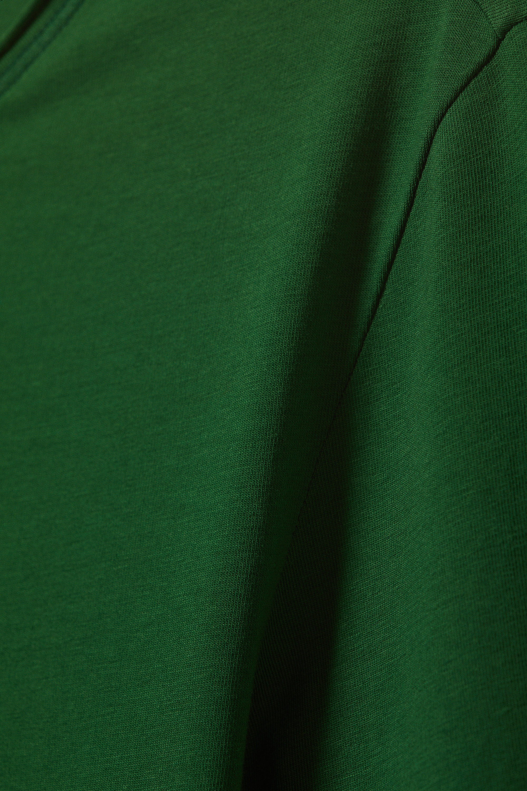 Dark Green - Long Sleeve Cotton Top - 2