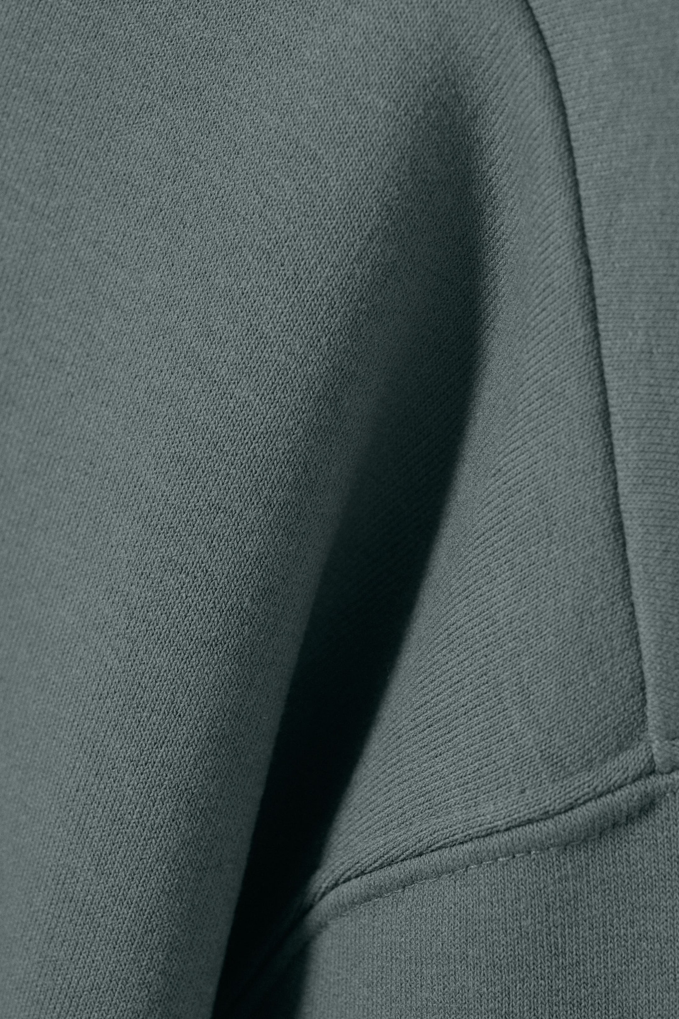 Dunkles Türkis - Lockerer, schwerer Pullover mit Teilreißverschluss - 1