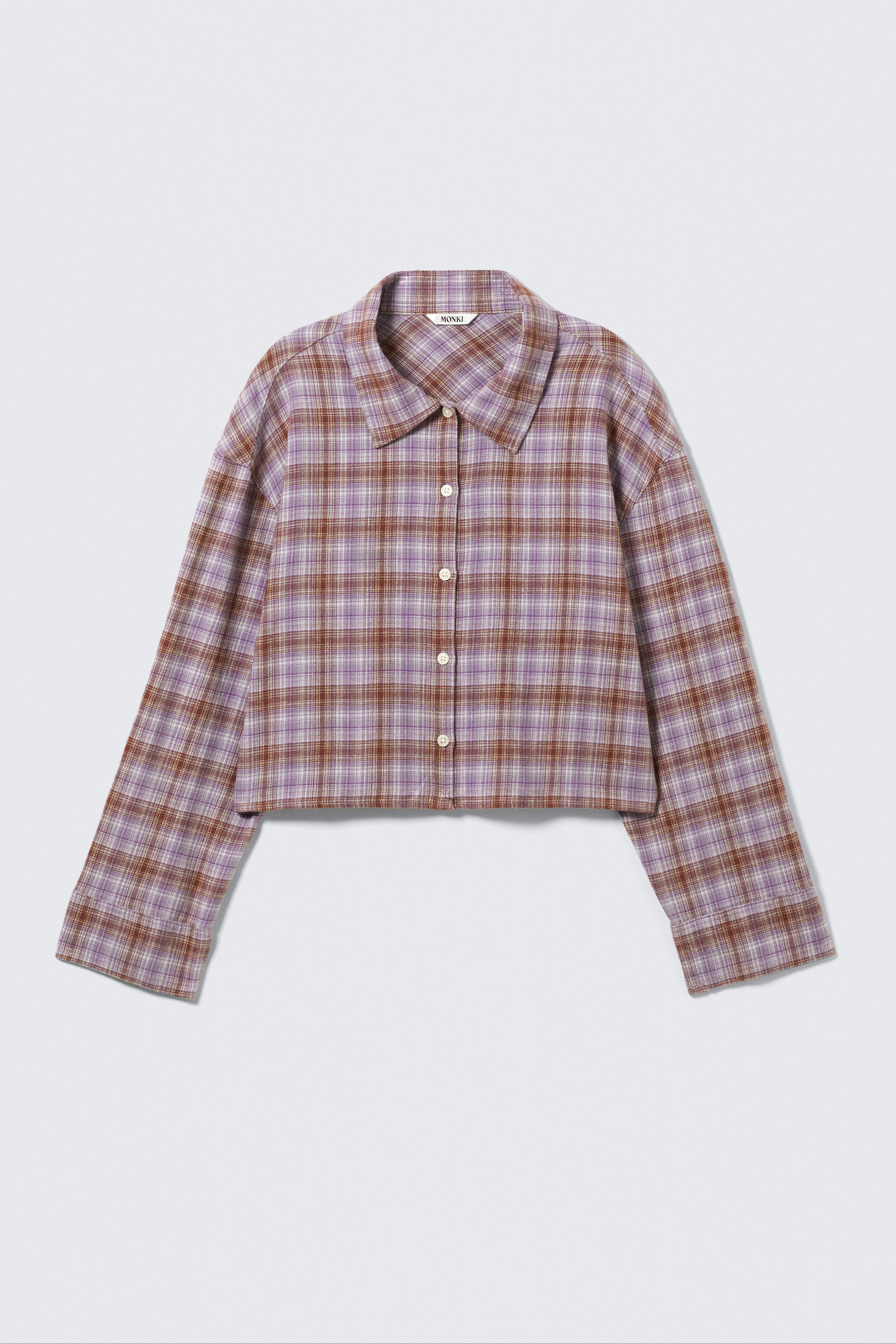 Lila kariert - Cropped Flanellhemd - 3