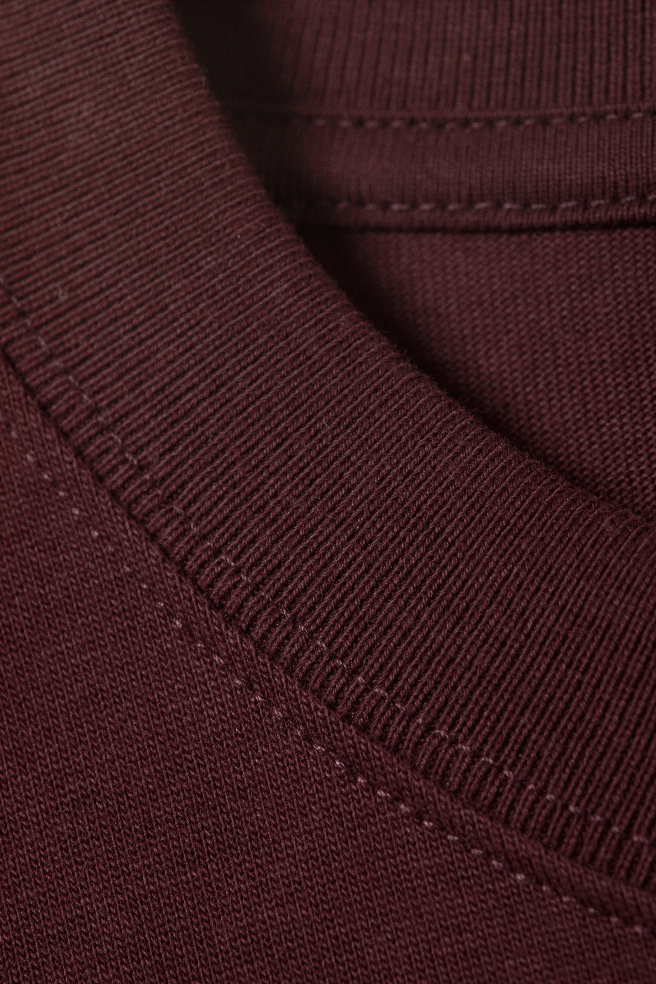 Burgundy - Loose Boxy Long-Sleeved T-shirt - 1