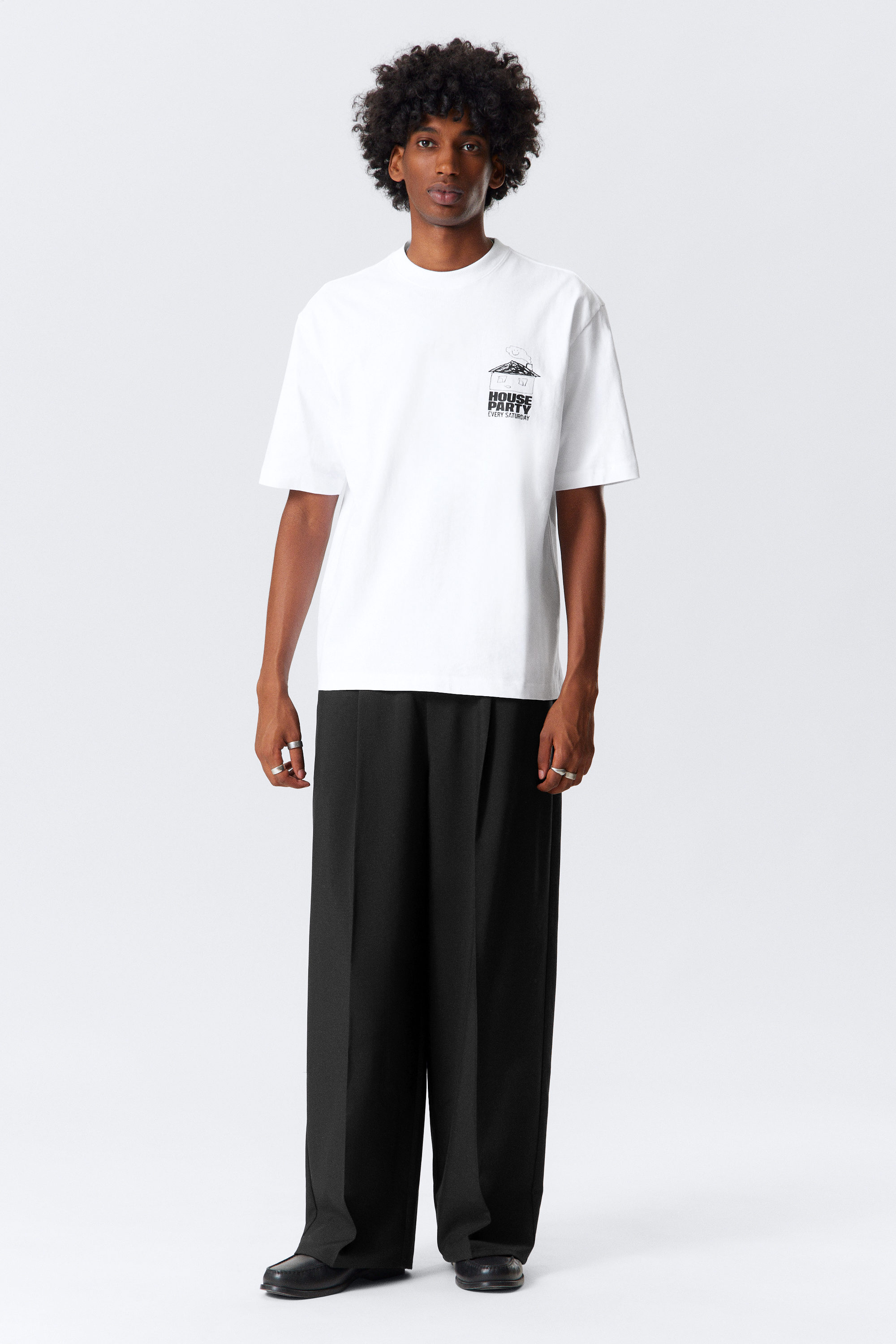 White - House Party - Relaxed Graphic Printed T-shirt - 2