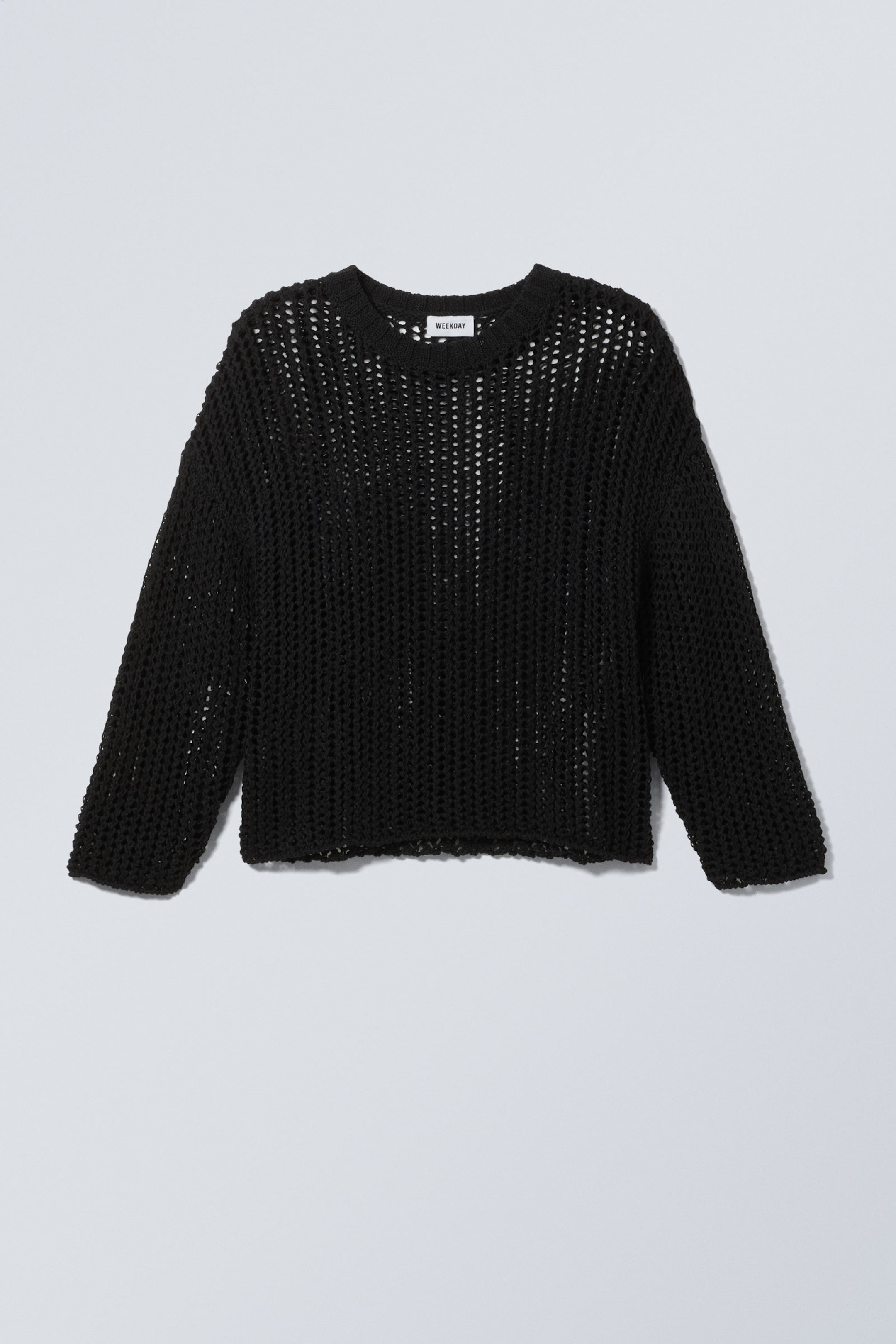 Black - Knitted Net Sweater - 0