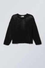 Black - Knitted Net Sweater - 0