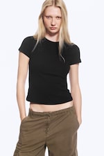Black - Slim Short-Sleeved Cotton T-shirt - 0