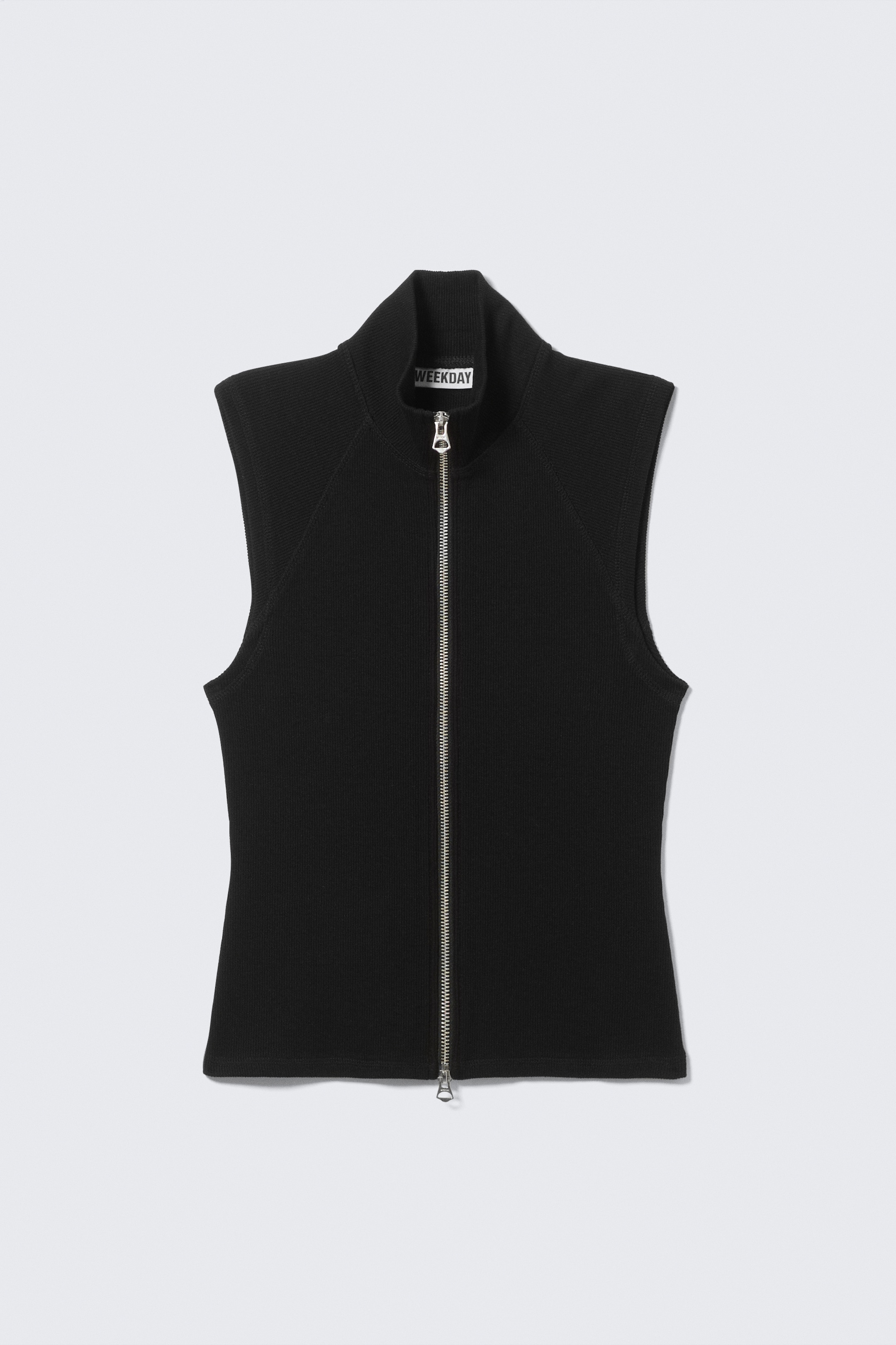 Agrandir l'image: Ribbed Mock Neck Zip Top - Noir - FEMME | H&M BE 1