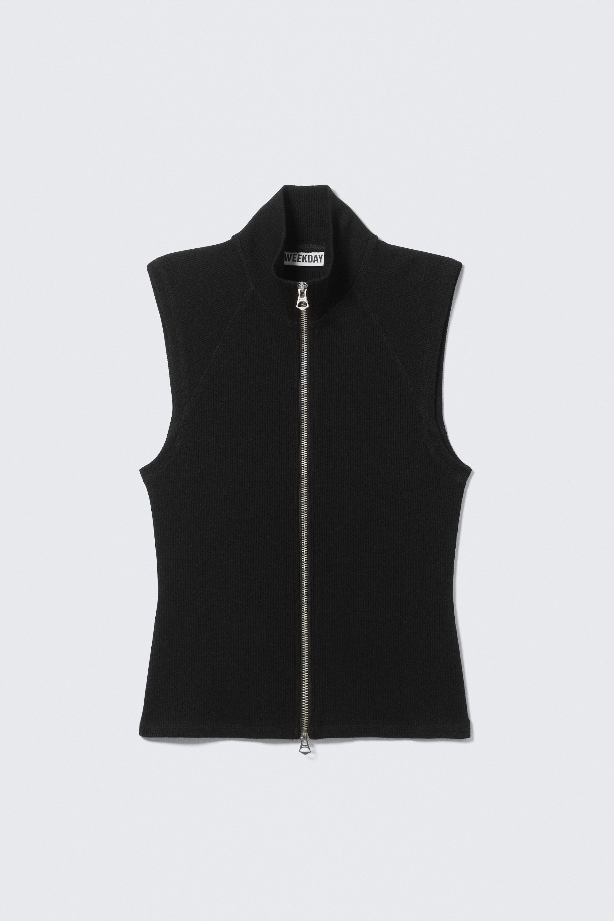 Black - Ribbed Mock Neck Zip Top - 4