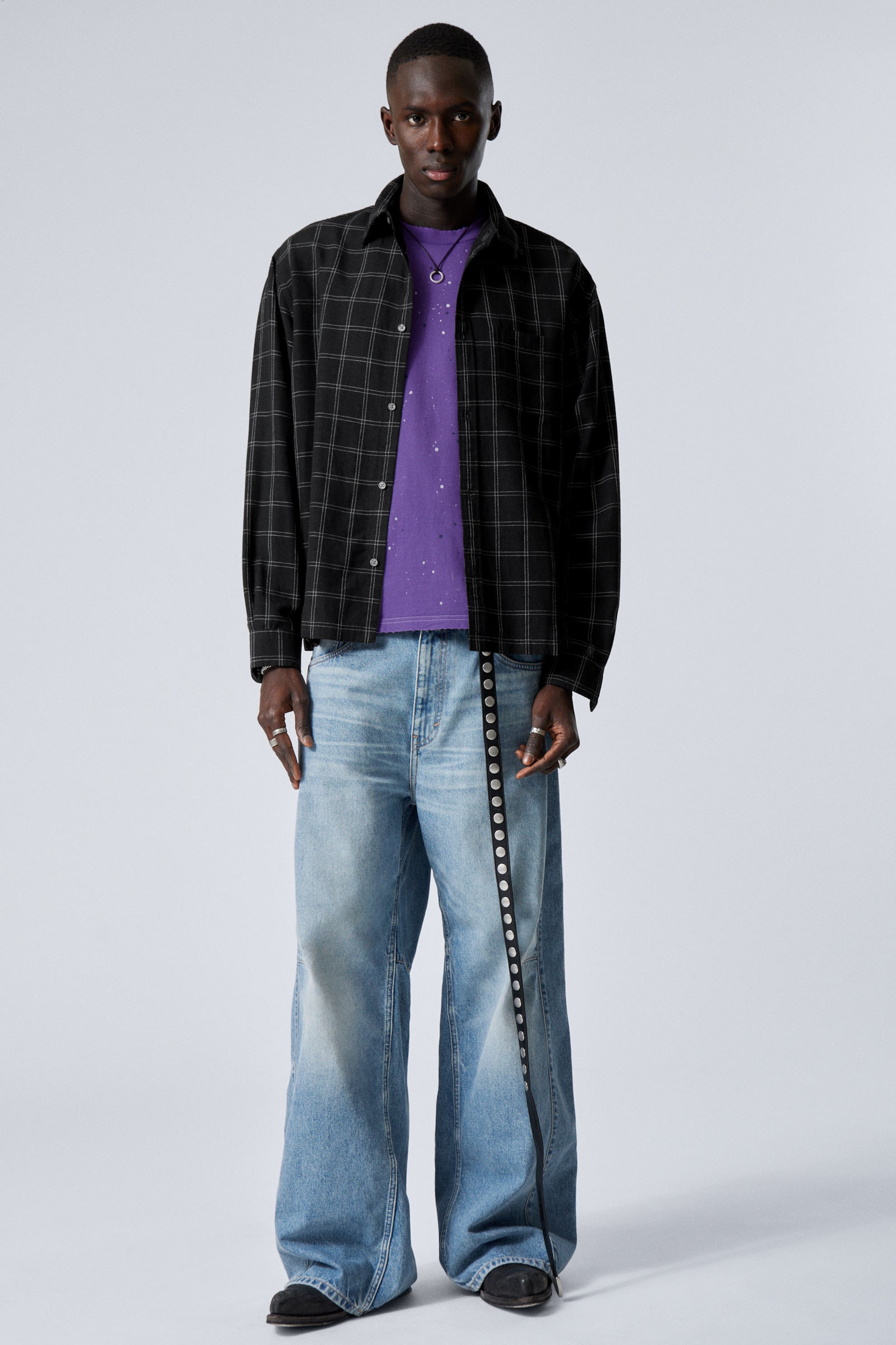 #272628 - Oversized Boxy Checked Linen Blend Shirt - 2