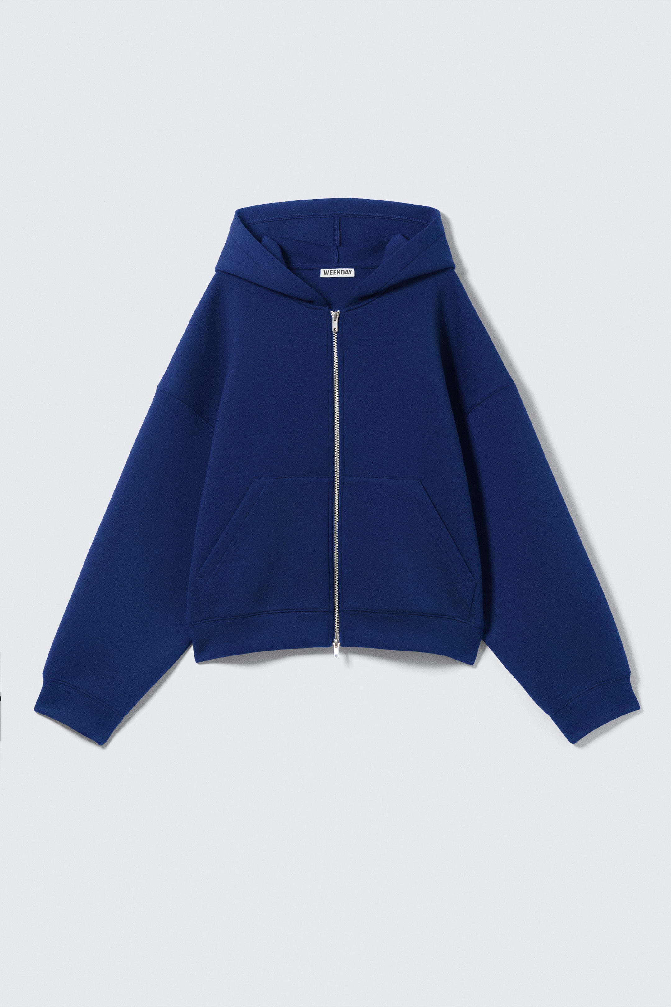 Bleu de cobalt - Sweat à capuche zippé oversize en scuba - 3