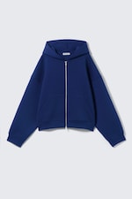 Bleu de cobalt - Sweat à capuche zippé oversize en scuba - 3