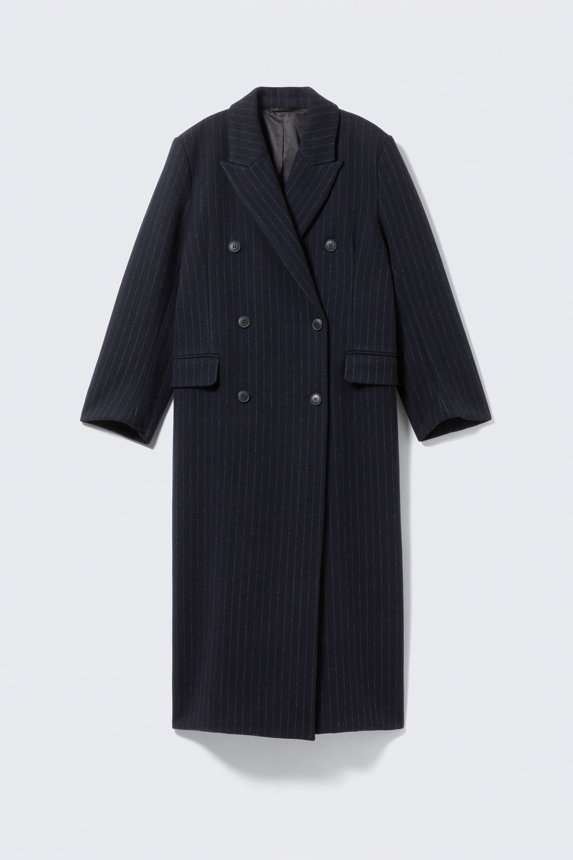 Dark Blue - Pinstripe - Logan Double-Breasted Wool-Blend Coat - 6