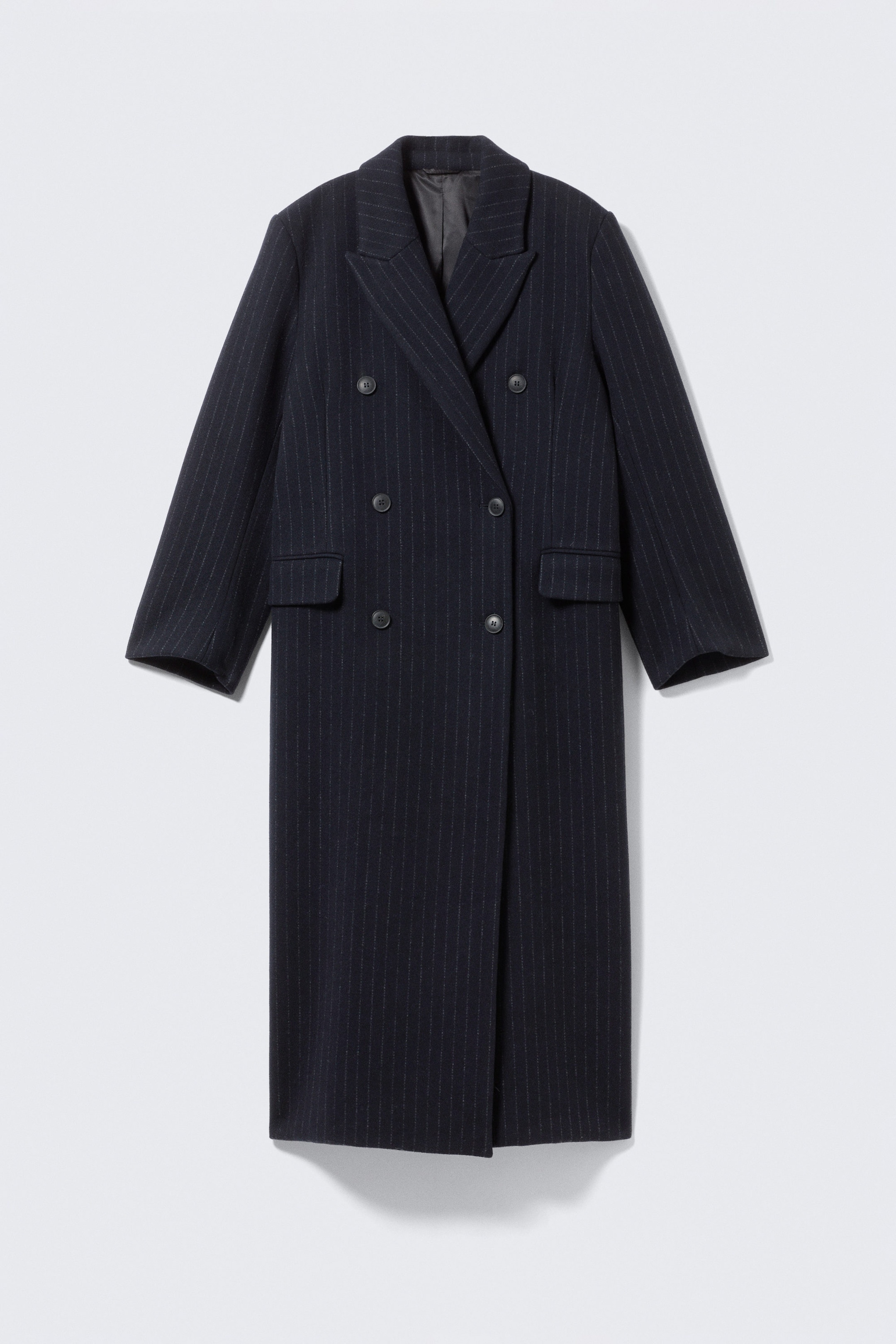 Dark Blue - Pinstripe - Logan Double-Breasted Wool-Blend Coat - 6