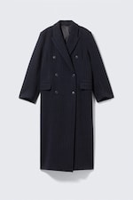 Dark Blue - Pinstripe - Logan Double-Breasted Wool-Blend Coat - 6
