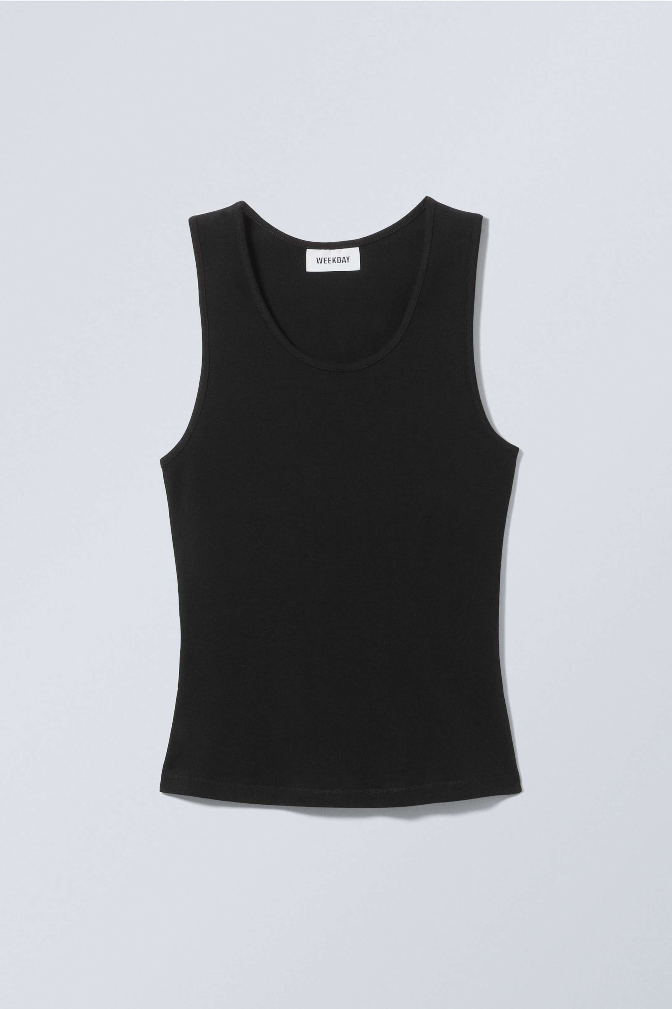 Schwarz - Glattes, eng anliegendes Tanktop - 0