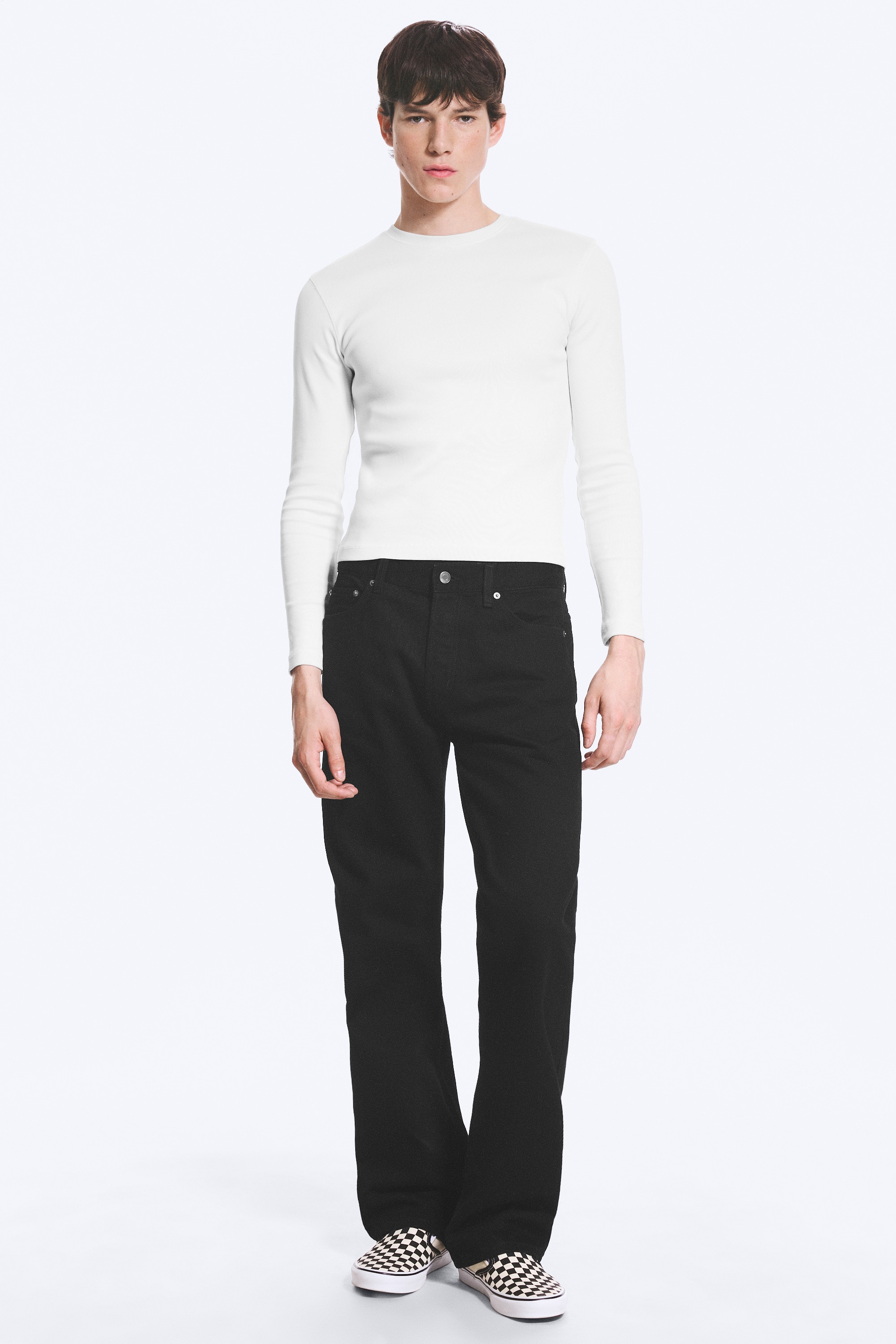 SPACE MELLEMHØJ TALJE LØSTSIDDENDE LIGE JEANS - Black Rinse – sort/Blaze Blue – lyseblå
