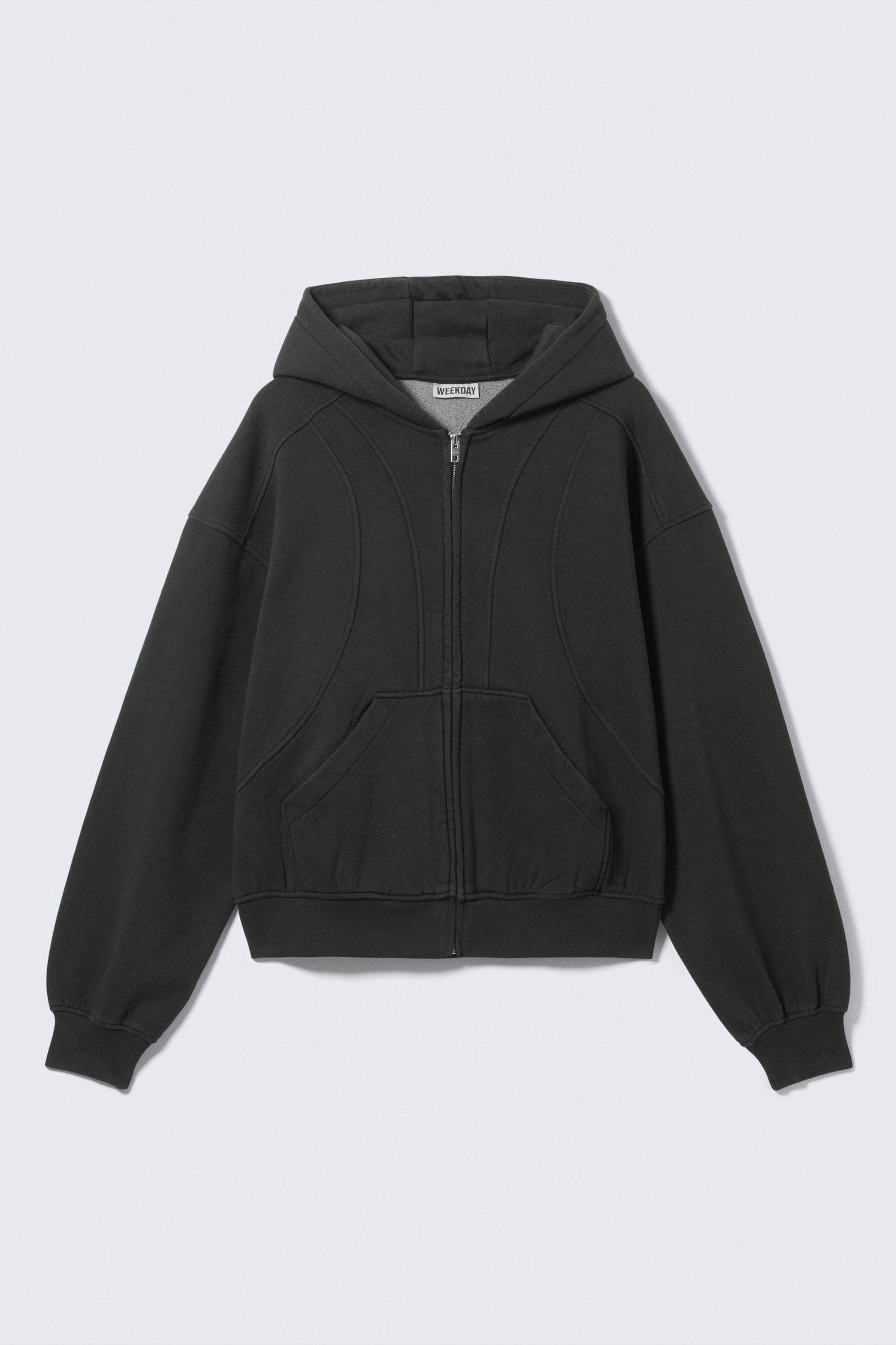Washed Black – Zwart - Hoodie met geblokte rits - Loose Fit - 3