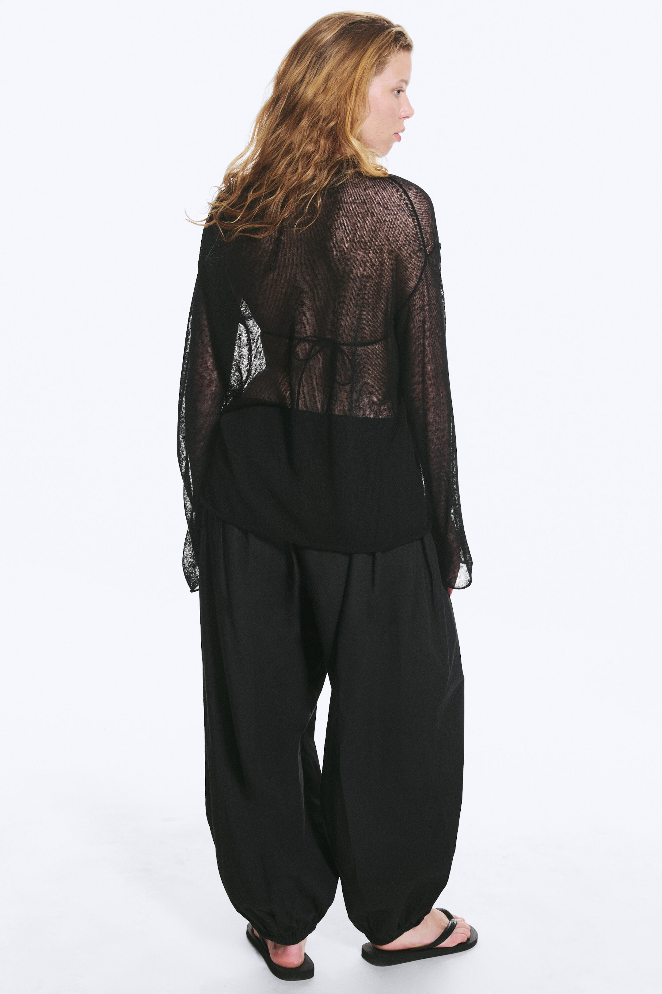 Schwarz - Pullover aus Leinenmix - 3